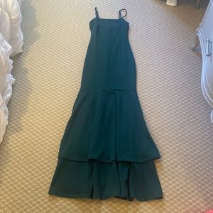Lulus Tier and There Hunter Green Tiered Trumpet Hem Maxi Dress